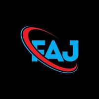 FAJ logo. FAJ letter. FAJ letter logo design. Initials FAJ logo linked with circle and uppercase monogram logo. FAJ typography for technology, business and real estate brand. vector