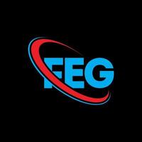 logotipo de feg letra falsa. diseño del logotipo de la letra feg. logotipo de iniciales feg vinculado con círculo y logotipo de monograma en mayúsculas. tipografía feg para tecnología, negocios y marca inmobiliaria. vector