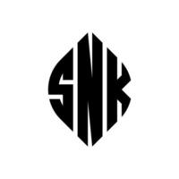 diseño de logotipo de letra de círculo snk con forma de círculo y elipse. snk letras elipses con estilo tipográfico. las tres iniciales forman un logo circular. snk círculo emblema resumen monograma letra marca vector. vector