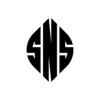 SNS circle letter logo design with circle and ellipse shape. SNS ellipse letters with typographic style. The three initials form a circle logo. SNS Circle Emblem Abstract Monogram Letter Mark Vector. vector