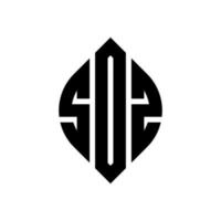 SOZ circle letter logo design with circle and ellipse shape. SOZ ellipse letters with typographic style. The three initials form a circle logo. SOZ Circle Emblem Abstract Monogram Letter Mark Vector. vector
