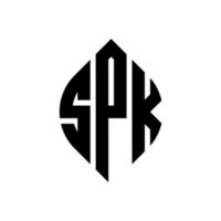 diseño de logotipo de letra de círculo spk con forma de círculo y elipse. spk letras elipses con estilo tipográfico. las tres iniciales forman un logo circular. vector de marca de letra de monograma abstracto del emblema del círculo spk.