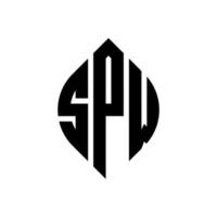 diseño de logotipo de letra de círculo spw con forma de círculo y elipse. spw letras elipses con estilo tipográfico. las tres iniciales forman un logo circular. vector de marca de letra de monograma abstracto del emblema del círculo spw.