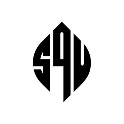 SQV circle letter logo design with circle and ellipse shape. SQV ellipse letters with typographic style. The three initials form a circle logo. SQV Circle Emblem Abstract Monogram Letter Mark Vector.