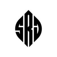SRJ circle letter logo design with circle and ellipse shape. SRJ ellipse letters with typographic style. The three initials form a circle logo. SRJ Circle Emblem Abstract Monogram Letter Mark Vector. vector