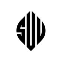 SUU circle letter logo design with circle and ellipse shape. SUU ellipse letters with typographic style. The three initials form a circle logo. SUU Circle Emblem Abstract Monogram Letter Mark Vector. vector