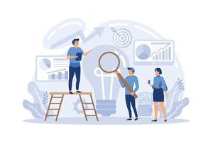 Business planning concept. Idea of business strategy. Setting a goal or target and following schedule. Financial research, analysis and organization. flat vector illustration