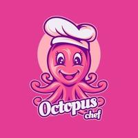 Octopus Chef Character Logo vector