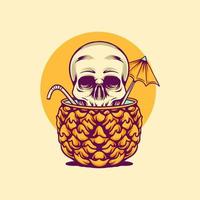 Skull Pineapple Juice Illustration vector
