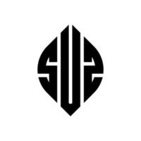 SUZ circle letter logo design with circle and ellipse shape. SUZ ellipse letters with typographic style. The three initials form a circle logo. SUZ Circle Emblem Abstract Monogram Letter Mark Vector. vector