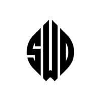 diseño de logotipo de letra de círculo swd con forma de círculo y elipse. letras de elipse swd con estilo tipográfico. las tres iniciales forman un logo circular. vector de marca de letra de monograma abstracto del emblema del círculo swd.