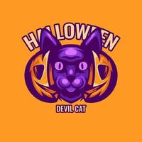 logotipo del personaje del gato del diablo vector