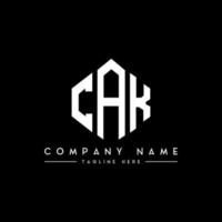 CAK letter logo design with polygon shape. CAK polygon and cube shape logo design. CAK hexagon vector logo template white and black colors. CAK monogram, business and real estate logo.