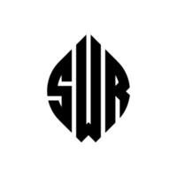 diseño de logotipo de letra de círculo swr con forma de círculo y elipse. letras de elipse swr con estilo tipográfico. las tres iniciales forman un logo circular. vector de marca de letra de monograma abstracto del emblema del círculo swr.