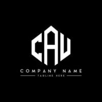 CAU letter logo design with polygon shape. CAU polygon and cube shape logo design. CAU hexagon vector logo template white and black colors. CAU monogram, business and real estate logo.