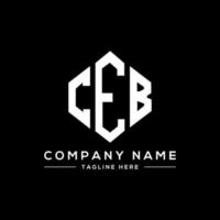 CEB letter logo design with polygon shape. CEB polygon and cube shape logo design. CEB hexagon vector logo template white and black colors. CEB monogram, business and real estate logo.