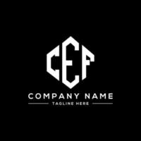 CEF letter logo design with polygon shape. CEF polygon and cube shape logo design. CEF hexagon vector logo template white and black colors. CEF monogram, business and real estate logo.