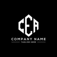 CEA letter logo design with polygon shape. CEA polygon and cube shape logo design. CEA hexagon vector logo template white and black colors. CEA monogram, business and real estate logo.