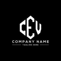 CEV letter logo design with polygon shape. CEV polygon and cube shape logo design. CEV hexagon vector logo template white and black colors. CEV monogram, business and real estate logo.