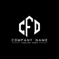 CFD letter logo design with polygon shape. CFD polygon and cube shape logo design. CFD hexagon vector logo template white and black colors. CFD monogram, business and real estate logo.