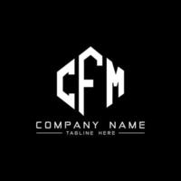 CFM letter logo design with polygon shape. CFM polygon and cube shape logo design. CFM hexagon vector logo template white and black colors. CFM monogram, business and real estate logo.