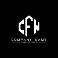 CFW letter logo design with polygon shape. CFW polygon and cube shape logo design. CFW hexagon vector logo template white and black colors. CFW monogram, business and real estate logo.