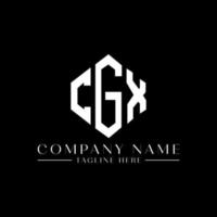 CGX letter logo design with polygon shape. CGX polygon and cube shape logo design. CGX hexagon vector logo template white and black colors. CGX monogram, business and real estate logo.