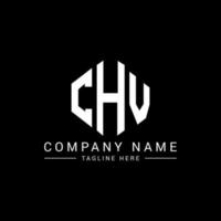 CHV letter logo design with polygon shape. CHV polygon and cube shape logo design. CHV hexagon vector logo template white and black colors. CHV monogram, business and real estate logo.