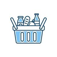 icono de la línea de la cesta de alimentos. signo de estilo lineal para concepto móvil y diseño web. icono de vector de contorno. aislado sobre fondo blanco