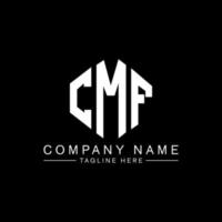 CMF letter logo design with polygon shape. CMF polygon and cube shape logo design. CMF hexagon vector logo template white and black colors. CMF monogram, business and real estate logo.