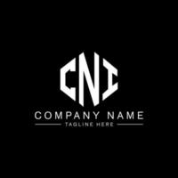 CNI letter logo design with polygon shape. CNI polygon and cube shape logo design. CNI hexagon vector logo template white and black colors. CNI monogram, business and real estate logo.