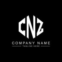 CNZ letter logo design with polygon shape. CNZ polygon and cube shape logo design. CNZ hexagon vector logo template white and black colors. CNZ monogram, business and real estate logo.
