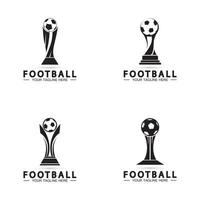 plantilla de icono de vector de diseño de logotipo de trofeo de campeonato de fútbol o fútbol.trofeo de fútbol de campeones para el premio ganador