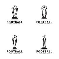 Football or Soccer Championship Trophy Logo Design vector  icon template.champions football trophy for winner award