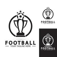 Football or Soccer Championship Trophy Logo Design vector  icon template.champions football trophy for winner award