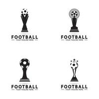 plantilla de icono de vector de diseño de logotipo de trofeo de campeonato de fútbol o fútbol.trofeo de fútbol de campeones para el premio ganador