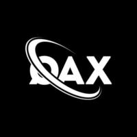 QAX logo. QAX letter. QAX letter logo design. Initials QAX logo linked with circle and uppercase monogram logo. QAX typography for technology, business and real estate brand.