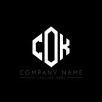 COK letter logo design with polygon shape. COK polygon and cube shape logo design. COK hexagon vector logo template white and black colors. COK monogram, business and real estate logo.