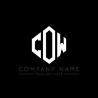 COW letter logo design with polygon shape. COW polygon and cube shape logo design. COW hexagon vector logo template white and black colors. COW monogram, business and real estate logo.