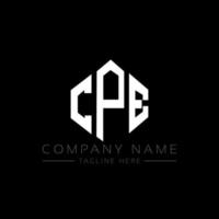 CPE letter logo design with polygon shape. CPE polygon and cube shape logo design. CPE hexagon vector logo template white and black colors. CPE monogram, business and real estate logo.