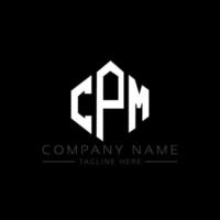 CPM letter logo design with polygon shape. CPM polygon and cube shape logo design. CPM hexagon vector logo template white and black colors. CPM monogram, business and real estate logo.