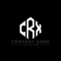 CRX letter logo design with polygon shape. CRX polygon and cube shape logo design. CRX hexagon vector logo template white and black colors. CRX monogram, business and real estate logo.