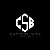 CSB letter logo design with polygon shape. CSB polygon and cube shape logo design. CSB hexagon vector logo template white and black colors. CSB monogram, business and real estate logo.