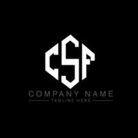 CSF letter logo design with polygon shape. CSF polygon and cube shape logo design. CSF hexagon vector logo template white and black colors. CSF monogram, business and real estate logo.