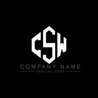 CSW letter logo design with polygon shape. CSW polygon and cube shape logo design. CSW hexagon vector logo template white and black colors. CSW monogram, business and real estate logo.