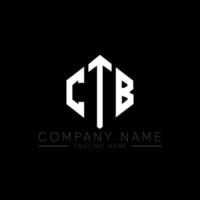 CTB letter logo design with polygon shape. CTB polygon and cube shape logo design. CTB hexagon vector logo template white and black colors. CTB monogram, business and real estate logo.