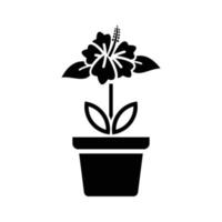 icono de flor en maceta, signo de flor simple y símbolo. plantas en maceta, jardinería, signo de línea aislada de plantas ornamentales. vector