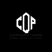CQP letter logo design with polygon shape. CQP polygon and cube shape logo design. CQP hexagon vector logo template white and black colors. CQP monogram, business and real estate logo.