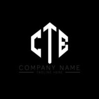 CTE letter logo design with polygon shape. CTE polygon and cube shape logo design. CTE hexagon vector logo template white and black colors. CTE monogram, business and real estate logo.