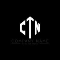 diseño de logotipo de letra ctn con forma de polígono. diseño de logotipo en forma de cubo y polígono ctn. ctn hexágono vector logo plantilla colores blanco y negro. monograma ctn, logotipo comercial e inmobiliario.